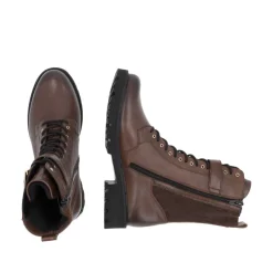 Women Remonte Laced Stretch Ankle Boot - Brown Leather