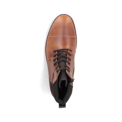 Rieker Men Laced Toe Cap Boot - Brown Leather