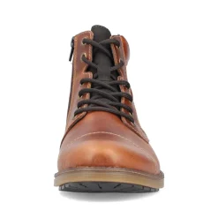 Rieker Men Laced Toe Cap Boot - Brown Leather