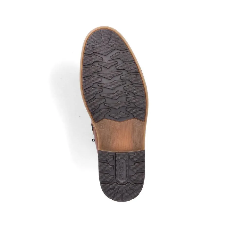 Rieker Men Laced Toe Cap Boot - Brown Leather