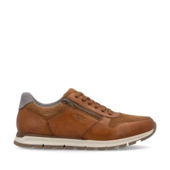 Rieker Men Laced Trainer Side Zip - Brown Combi
