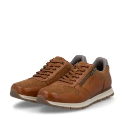 Rieker Men Laced Trainer Side Zip - Brown Combi