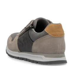 Rieker Men Laced Trainer Side Zip - Grey Combi Leather