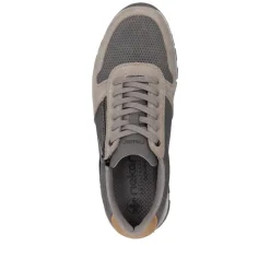 Rieker Men Laced Trainer Side Zip - Grey Combi Leather