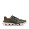 Rieker Men Laced Trainer With Side Zip - Olive Leather