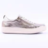 Women Tamaris Laced Trainer With Side Zip - Light Gold Leather