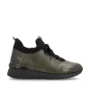 Women Remonte Laced Trainer With Side Zip - Green Leather