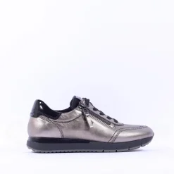 Women Tamaris Laced Trainer With Side Zip - Pewter