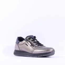 Women Tamaris Laced Trainer With Side Zip - Pewter