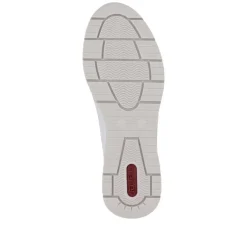 Women Rieker Laced Wedge Trainer With Side Zip - White Silver Leather