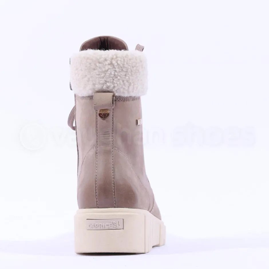 Women Caprice Laced Wool Cuff Tex Boot Sidezip - Mud Nubuck