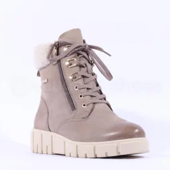 Women Caprice Laced Wool Cuff Tex Boot Sidezip - Mud Nubuck