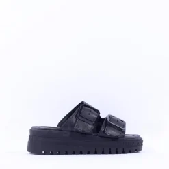 Women Tamaris Lalita Platform Buckle Mule - Black Leather