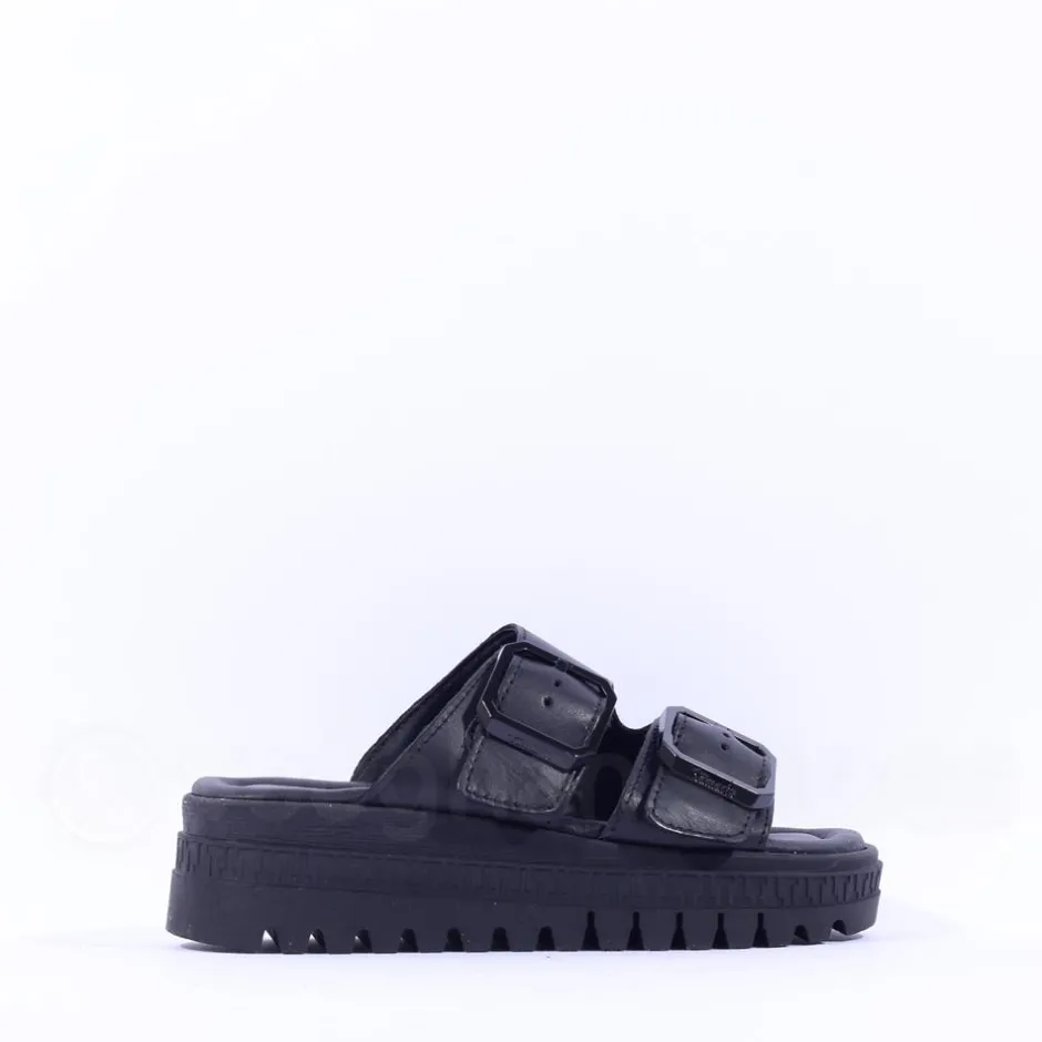 Women Tamaris Lalita Platform Buckle Mule - Black Leather