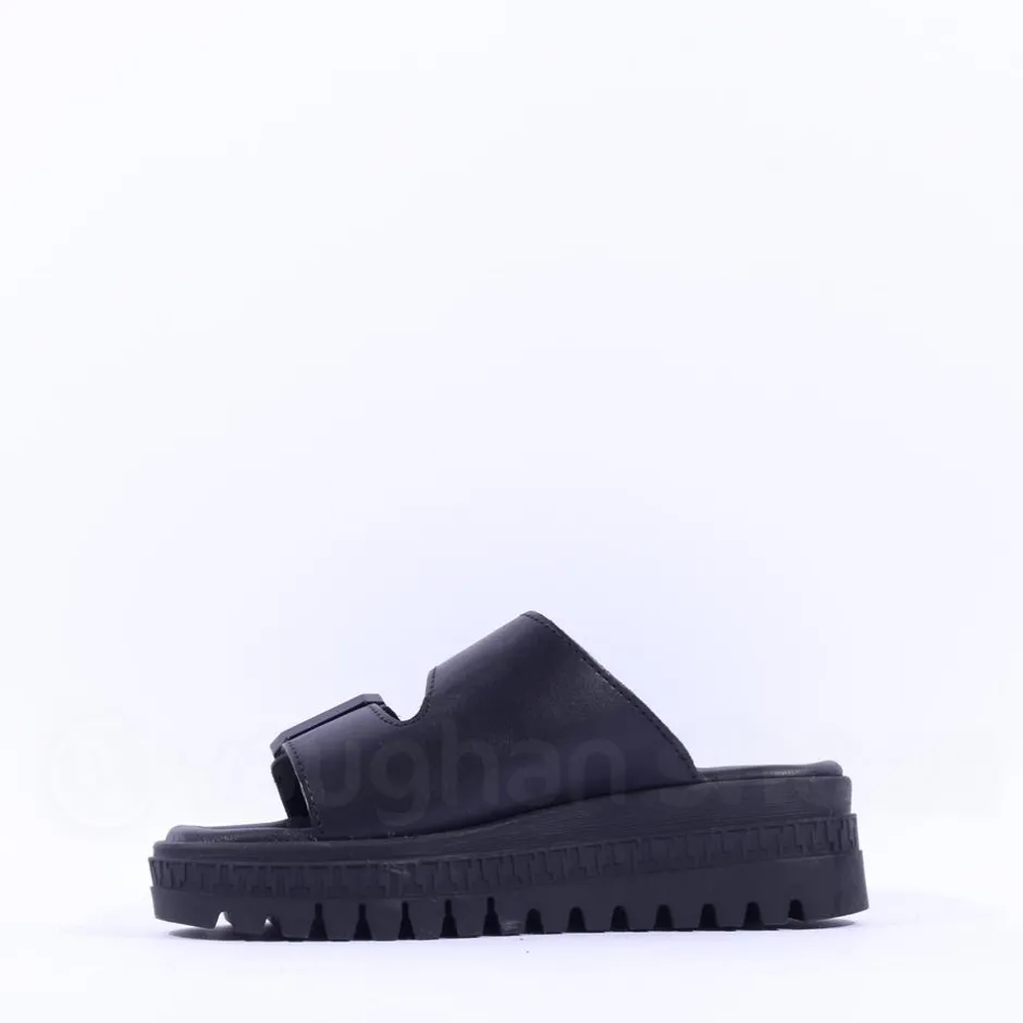 Women Tamaris Lalita Platform Buckle Mule - Black Leather