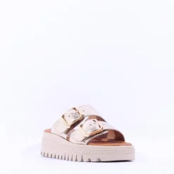 Women Tamaris Lalita Platform Buckle Mule - Light Gold