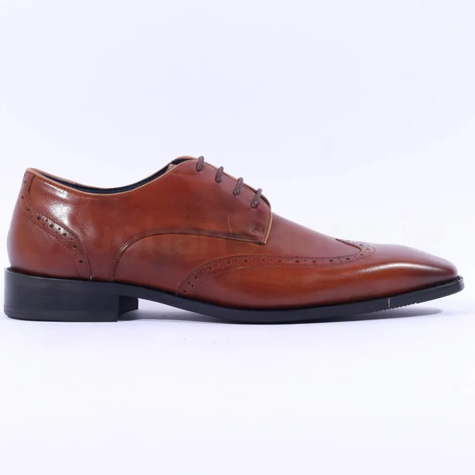 Tommy Bowe Lavington Wing Tip Shoe - Tan Leather