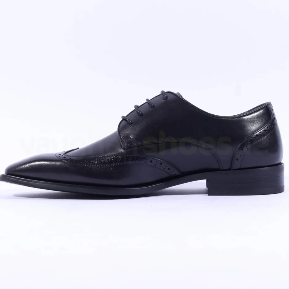 Tommy Bowe Lavington Wing Tip Shoe - Black Leather