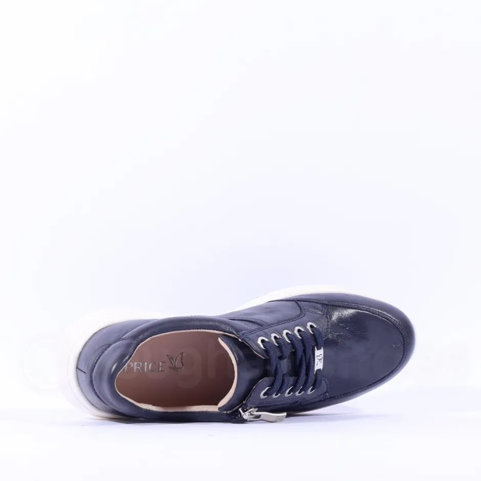 Women Caprice Lea Side Zip Comfort Laced Shoe - Ocean