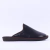 Nordikas Men Leather Mule House Slipper - Black Leather