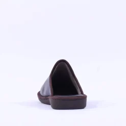 Nordikas Men Leather Mule House Slipper - Black Leather