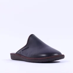Nordikas Men Leather Mule House Slipper - Black Leather