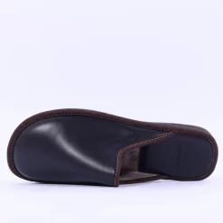 Nordikas Men Leather Mule House Slipper - Black Leather
