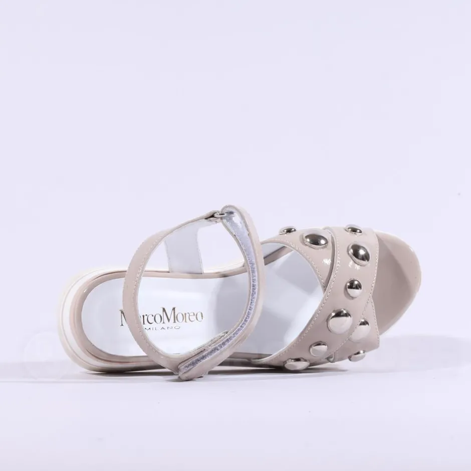 Women Marco Moreo Lecce Stud Platform Sandal - Beige Patent