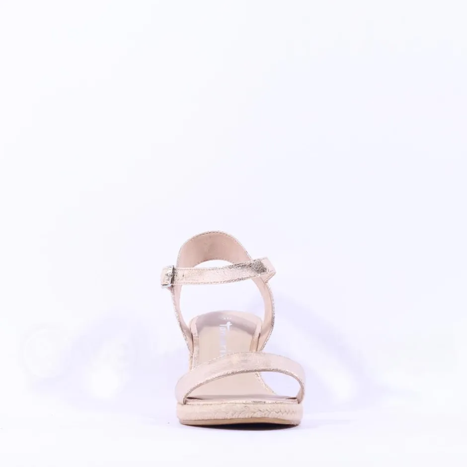 Women Tamaris Livian Espadrille Wedge Sandal - Light Gold