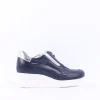 Women Marco Moreo Lola Classic Front Zip Wedge - Navy Silver