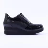 Women Marco Moreo Lola Classic Front Zip Wedge - Black Patent