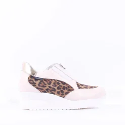 Women Marco Moreo Lola Classic Front Zip Wedge - Leopard Combi