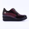 Women Marco Moreo Lola Classic Front Zip Wedge - Burgundy Patent