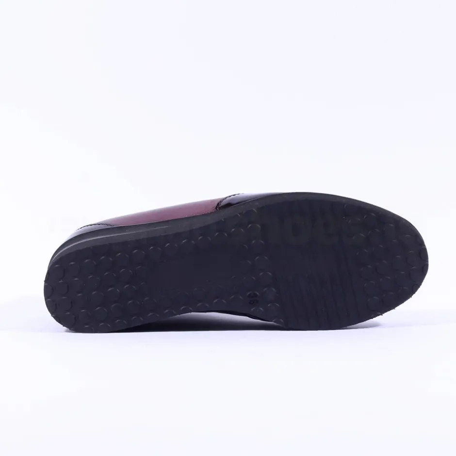 Women Marco Moreo Lola Classic Front Zip Wedge - Burgundy Patent