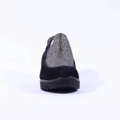 Women Marco Moreo Lola Slip On Classic Wedge - Black Suede Silver