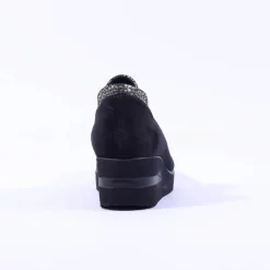 Women Marco Moreo Lola Slip On Classic Wedge - Black Suede Silver