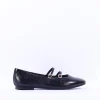 Women Tamaris Lorita Flat Double Strap Pump - Black Leather