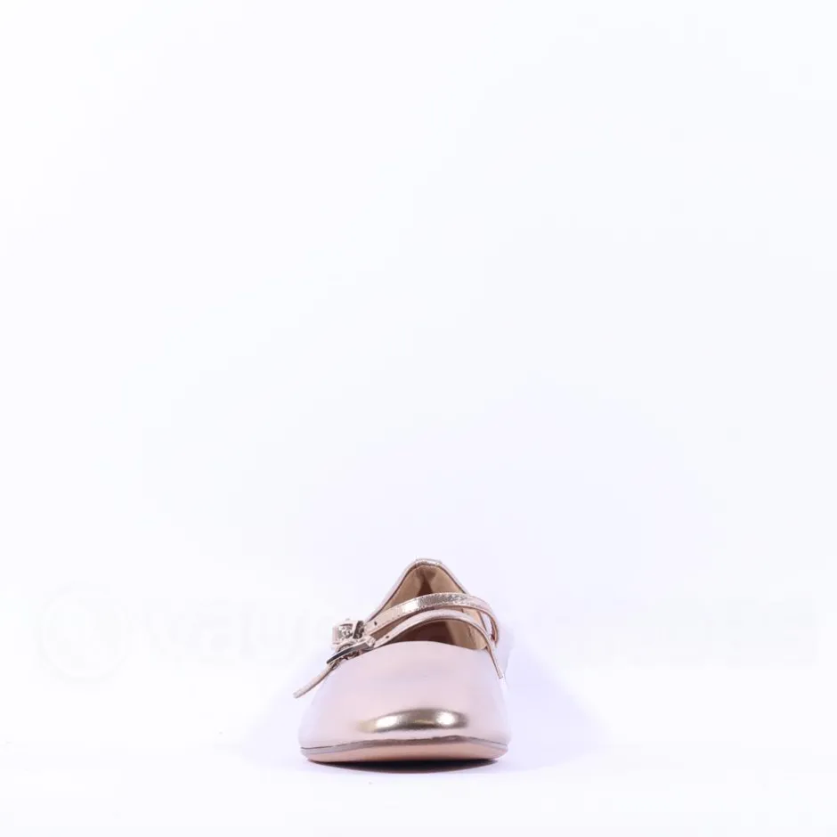 Women Tamaris Lorita Flat Double Strap Pump - Bronze Leather