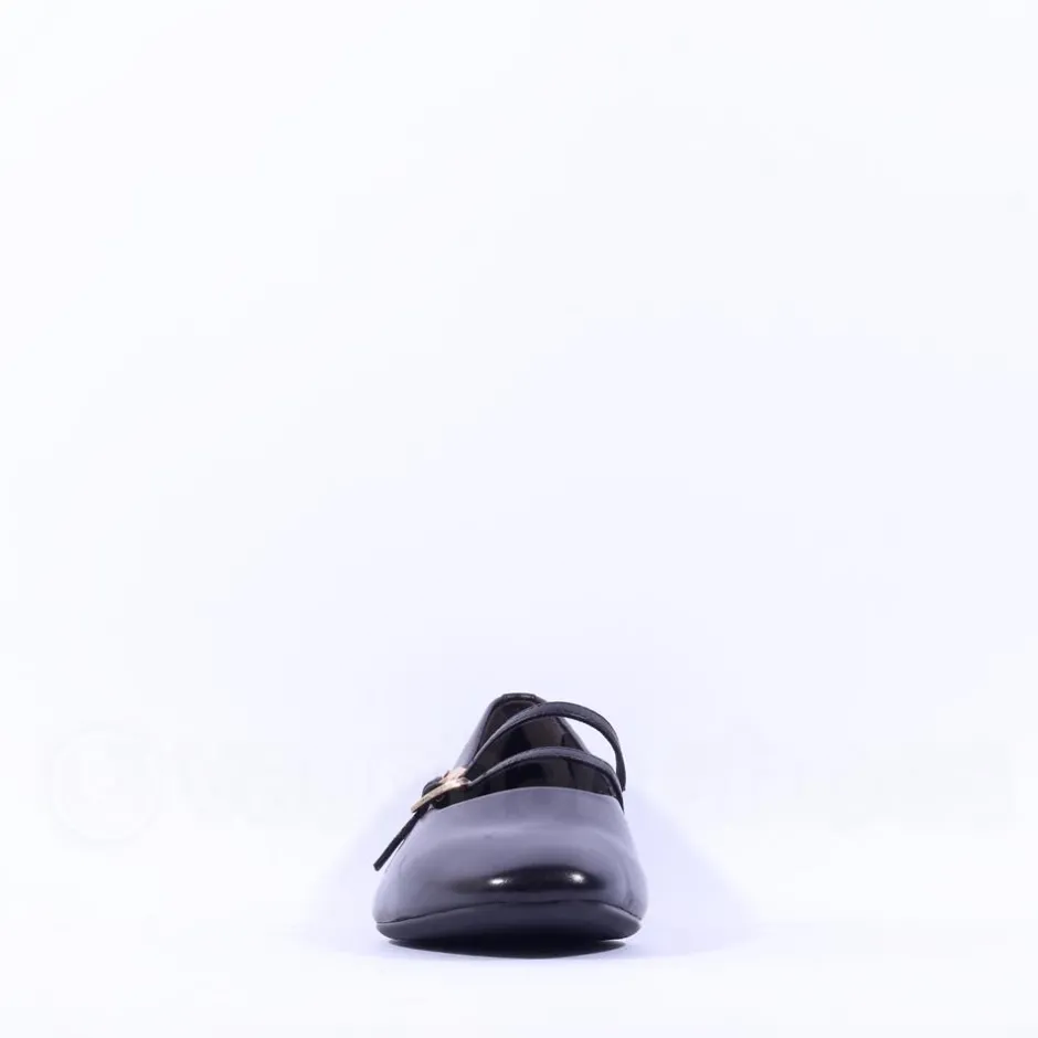 Women Tamaris Lorita Flat Double Strap Pump - Black Leather