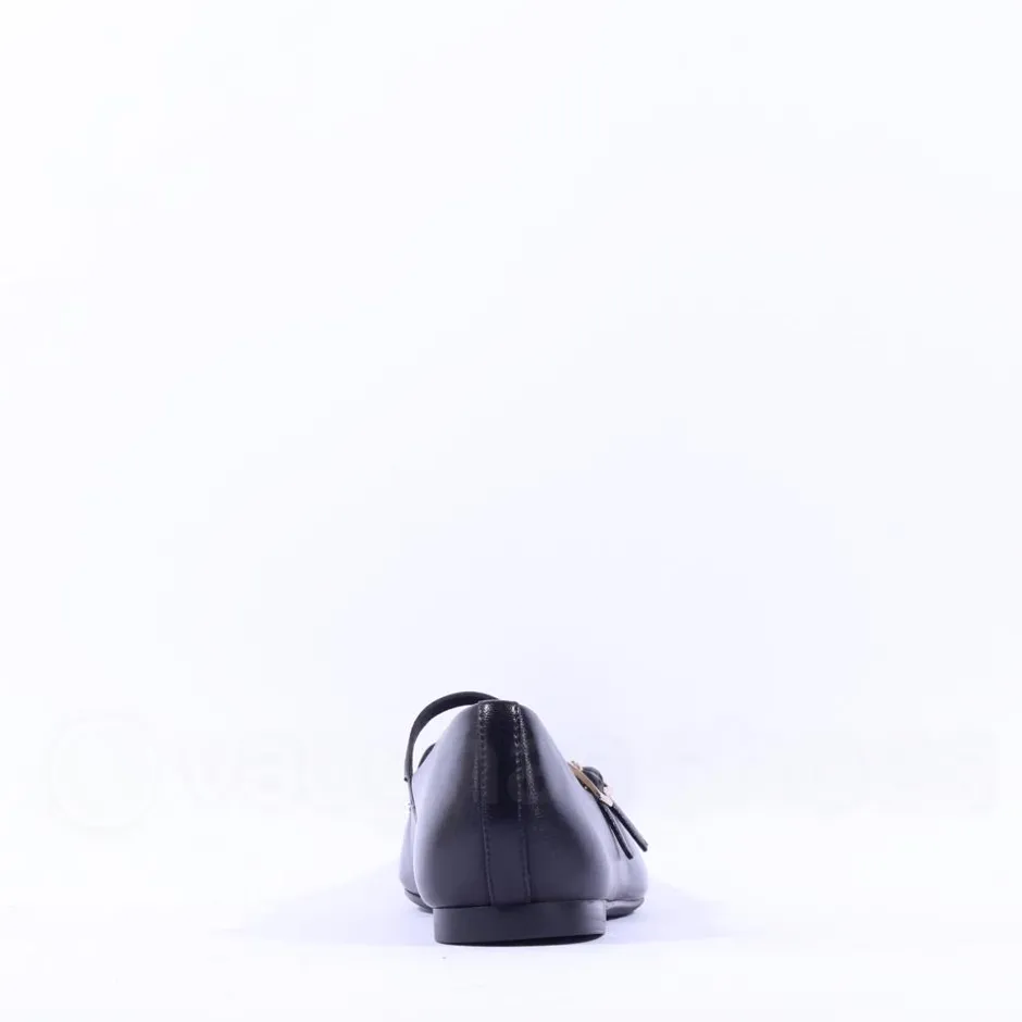 Women Tamaris Lorita Flat Double Strap Pump - Black Leather