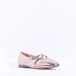 Women Tamaris Lorita Flat Double Strap Pump - Bronze Leather