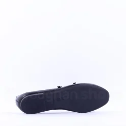 Women Tamaris Lorita Flat Double Strap Pump - Black Leather