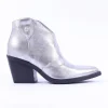 Women NeroGiardini Low Cut Block Heel Western - Silver Metallic