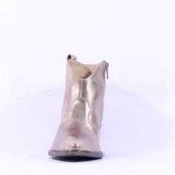 Women NeroGiardini Low Cut Block Heel Western - Gold Leather