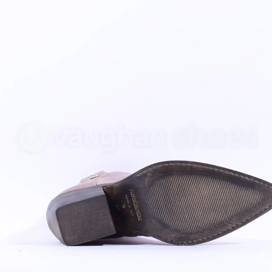 Women NeroGiardini Low Cut Block Heel Western - Gold Leather