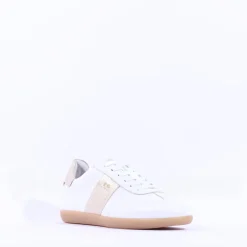 Women NeroGiardini Low Gumsole Trainer - White Gold Leather