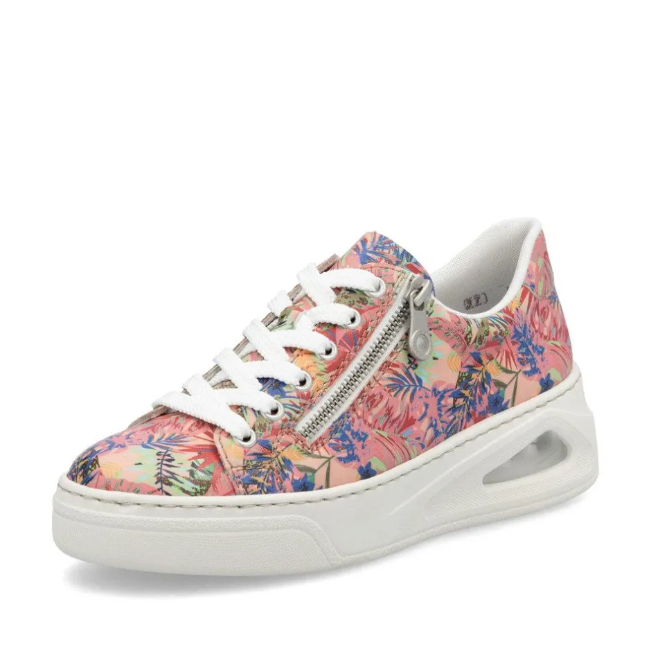 Women Rieker Low Wedge Platform Laced Trainer - Print