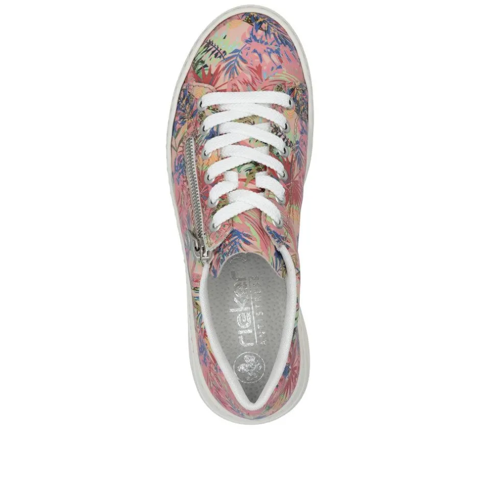 Women Rieker Low Wedge Platform Laced Trainer - Print