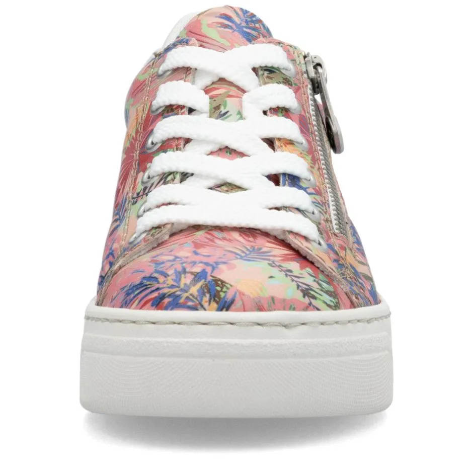 Women Rieker Low Wedge Platform Laced Trainer - Print