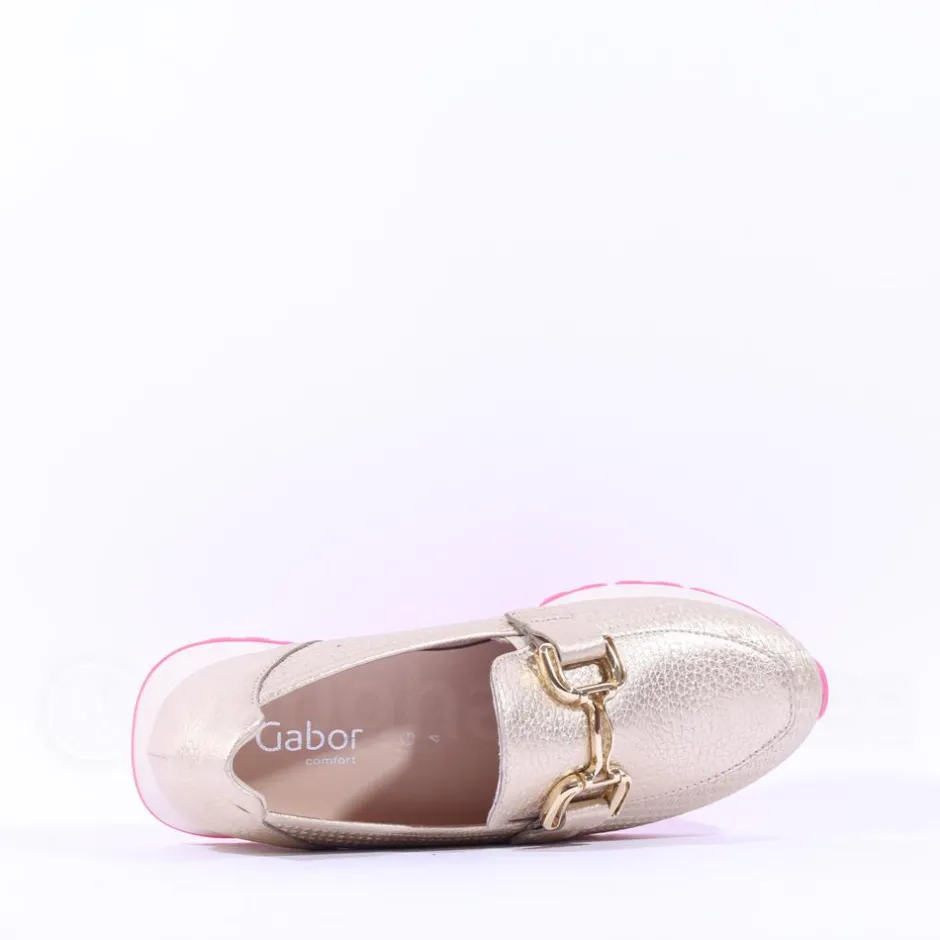 Women Gabor Macie Slip On Wedge Loafer - Gold Pink
